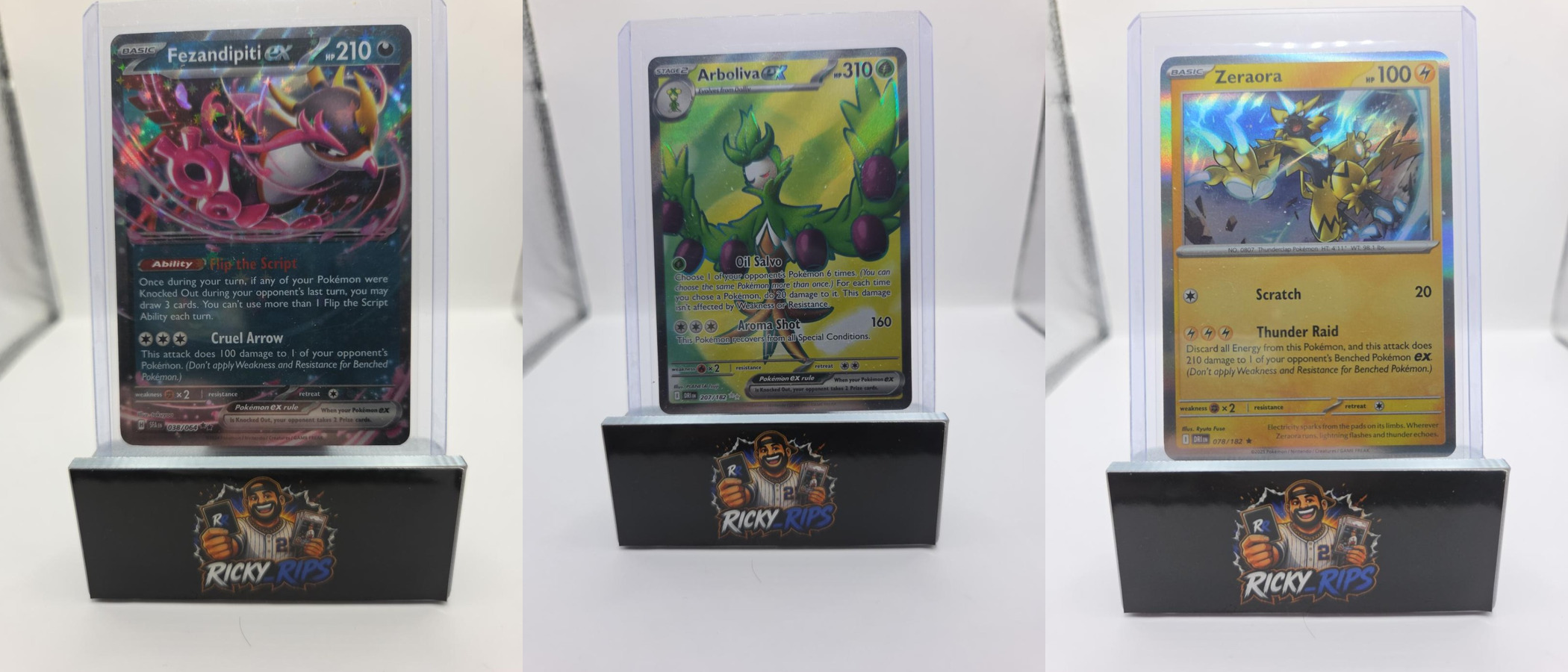 Pokémon 3-Card Holo Bundle — Fezandipiti ex + Arboliva ex + Zeraora
